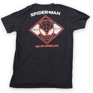 Spider-man Miles Morales T-Shirt Mens Medium Brooklyn New York Logo Double Sided